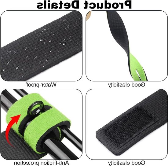 Set van 12 Visaccessoires met Klittenband in 6 Kleuren, 30 cm, Elastische Vistraps voor Efficiënt Vissen — afbeelding 2