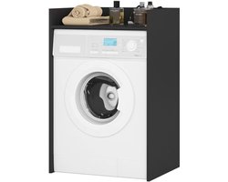 Wasmachinekast 64 cm breed - Opbergkast voor wasmachine en wasdroger - Badkamermeubel met bovenplaat - Afmetingen 64x98x50 cm (BxHxD) - Zwart