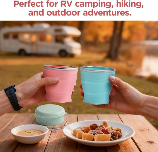 Vouwbare Siliconen Beker van 260ml met Deksel, BPA-vrij, Ideaal voor Reizen, Kamperen en Outdoor Activiteiten — afbeelding 4