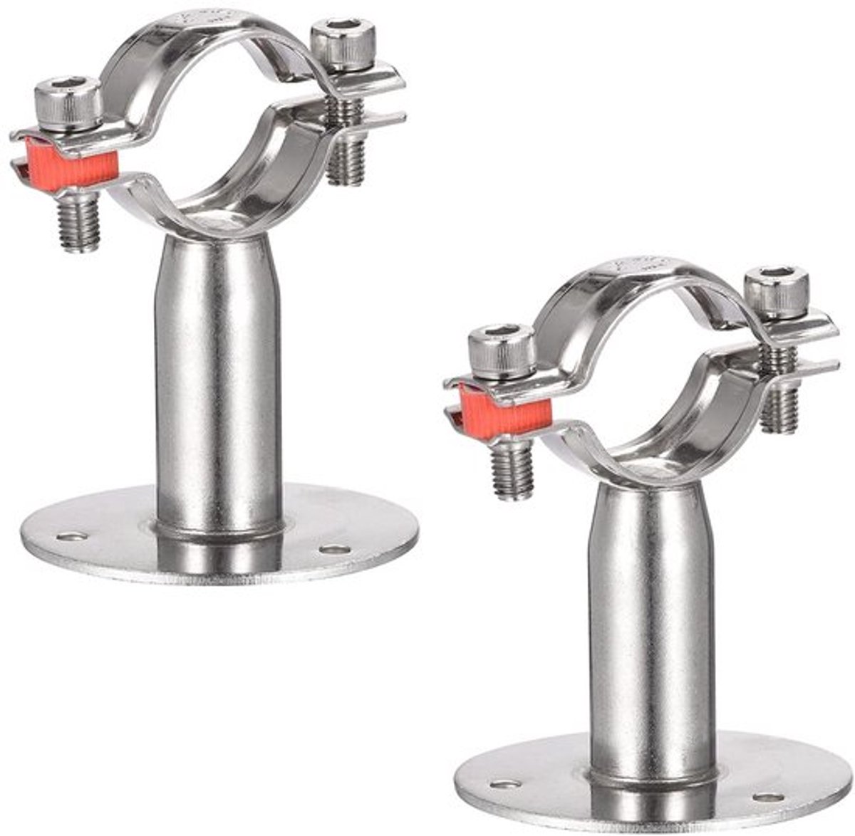 2x Wandbevestiging - Verstelbare RVS Steunclip (Φ30-34mm) voor Buizen of Stangen