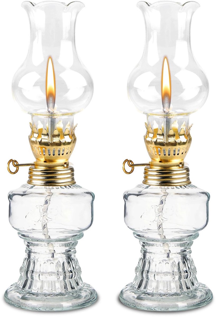 Zeynomax - Olielamp - Transparante glazen lampen - Retro design - Instelbare helderheid - Decoratief en winddicht - Geschikt voor binnen en buiten -..