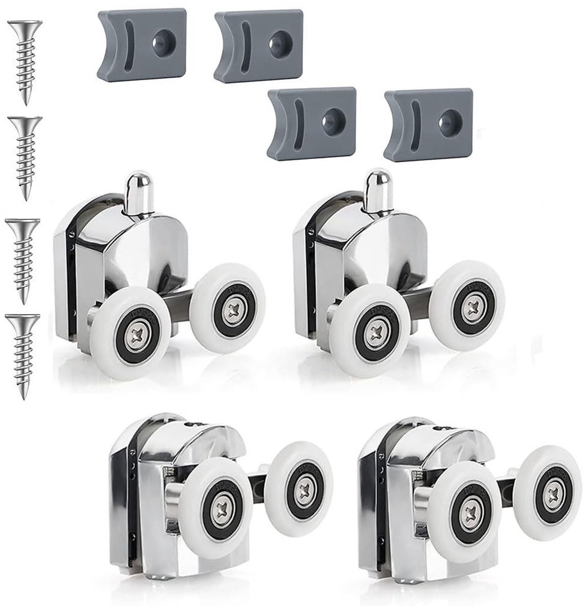 By shayne - Douchecabine Deuren - Vervangwielen - 25mm - Zilver - Curved Casters - Met Anti-Collision Lock - Veilig en duurzaam - Geschikt voor alle .