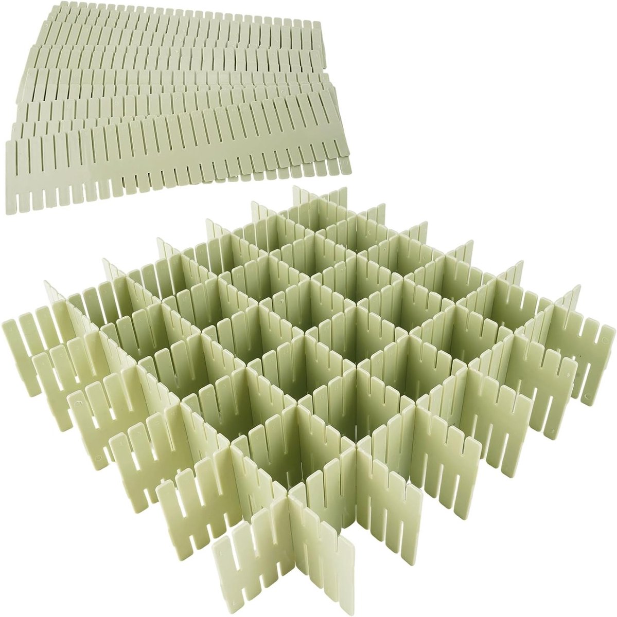 Verstelbare Plastic Ladeverdeler Set van 12 Stukken, Flexibele Organizer voor Kasten, Keuken en Kantoor, 32.4×7 cm