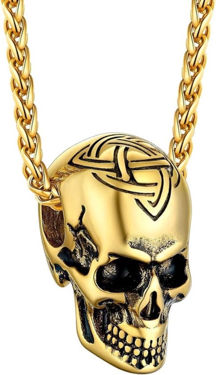 Schedel Hanger Ketting voor Mannen - Roestvrij Staal - Punk Gothic Stijl - Rapper Biker - Cool Sieraden