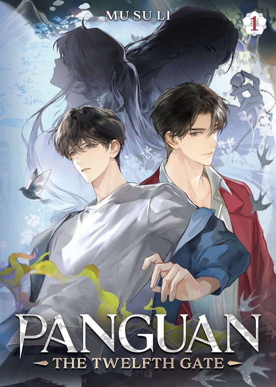 Manga-stijl omslag: twee mannen en twee vrouwen in dramatische poses. Titel: Panguan The Twelfth Gate, Vol. 1.