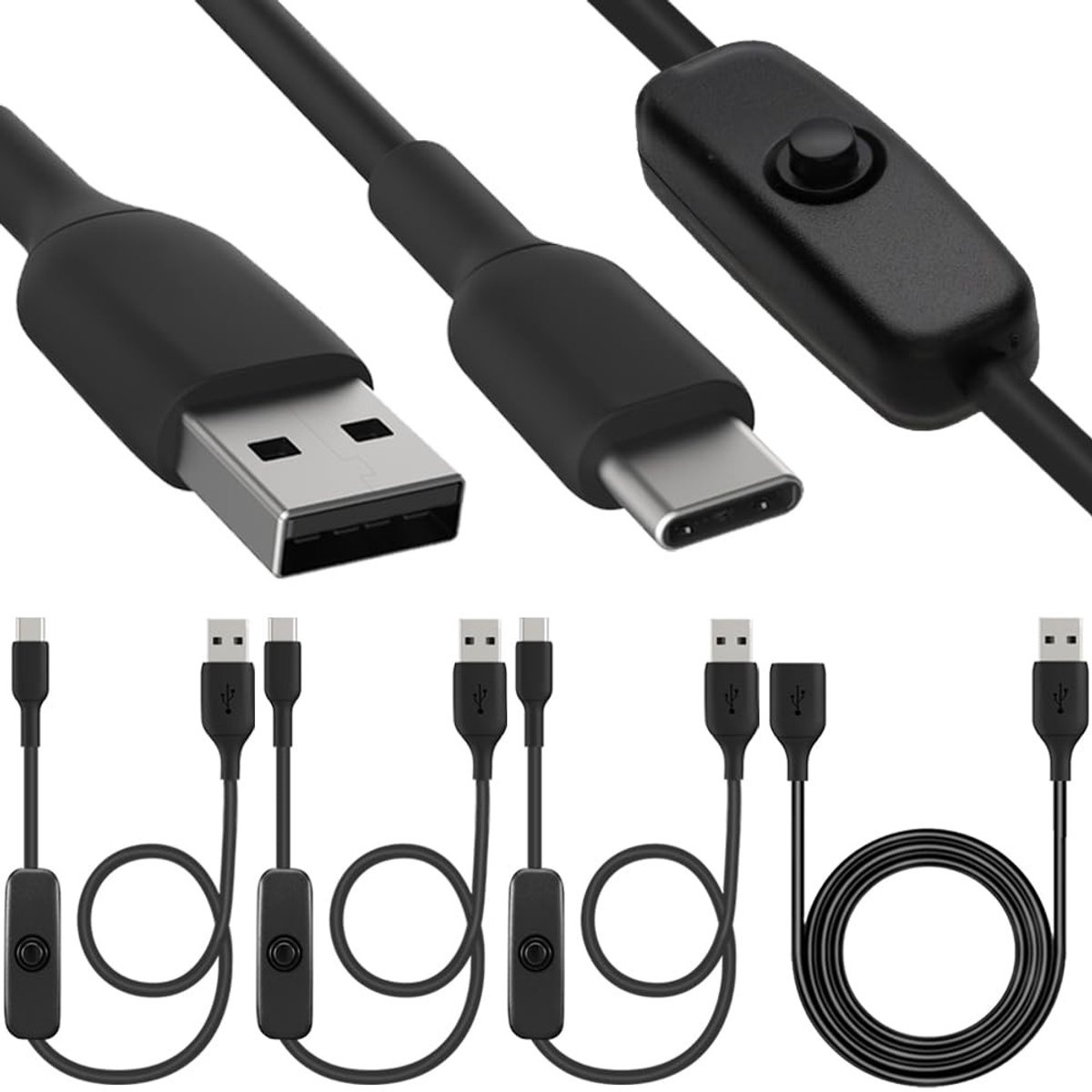 USB C naar USB A Oplader met Schakelaar - Snellader voor Raspberry Pi 4 (3-Pack)