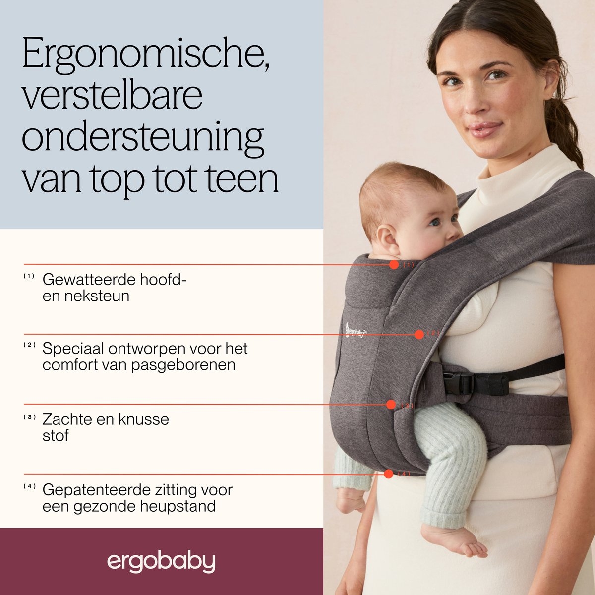 Bol.com Ergobaby Embrace Soft Air Mesh Draagzak - Soft Grey aanbieding