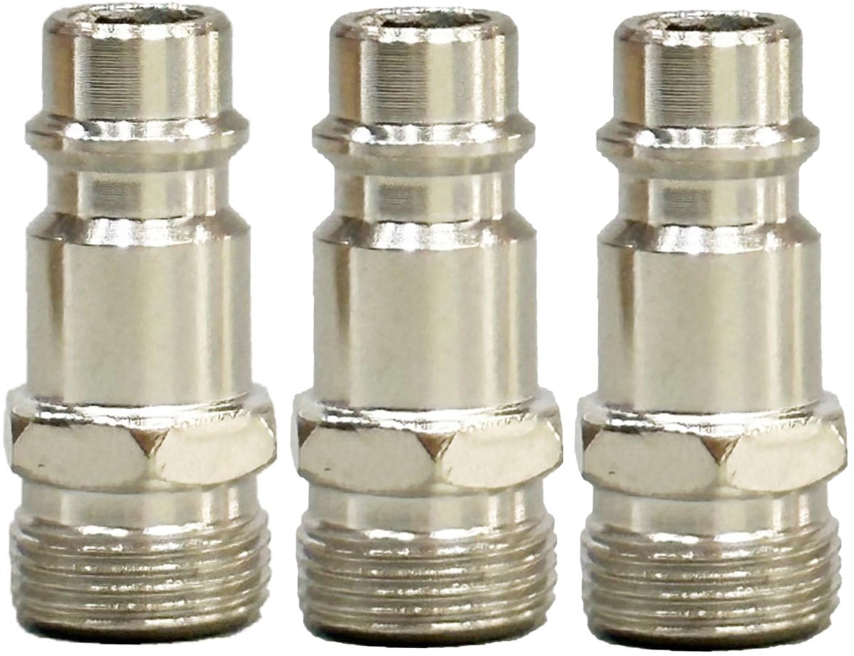 Dailygoods - Papide Connector Mannelijk 1/4 Conisch - Persluchtfitting - Zilver - Schroefdraad Aansluiting - Eindstuk voor Tablet Luchtaansluiting - G