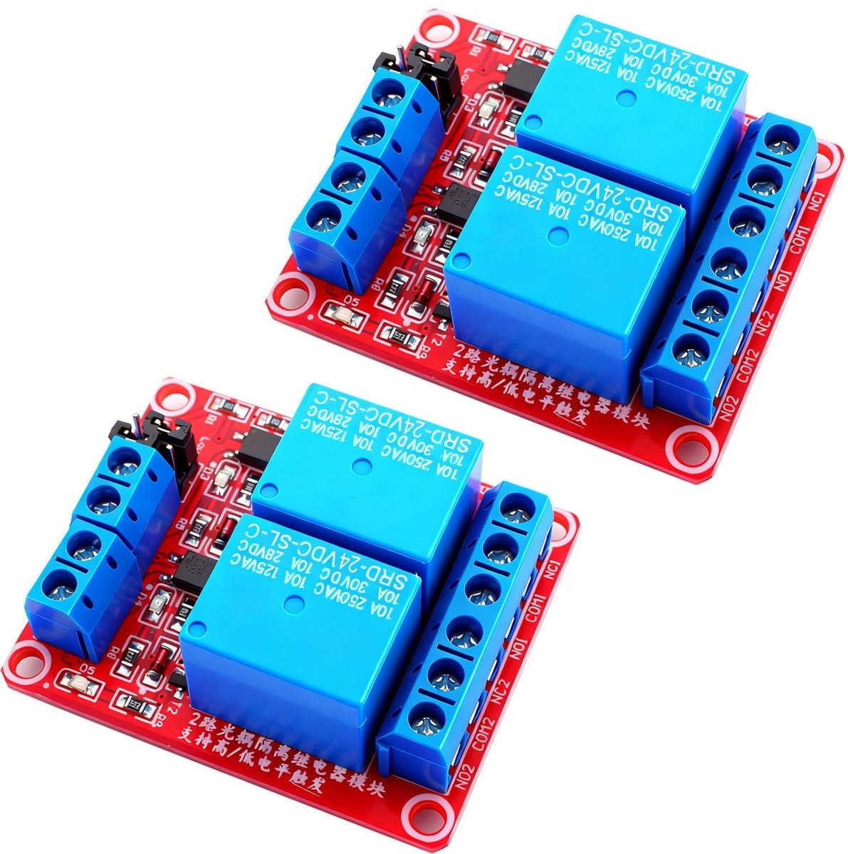 2 Kanaals Relay Module 24V - Optocoupler voor Raspberry Pi en Arduino