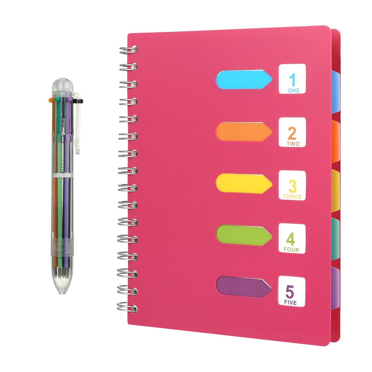 Elzusha - Notitieboek A5 - Ringband Notitieblok - 240 Pagina's - Gelijnd Dagboek - Met Balpen in 6 Kleuren - Perfect voor Notities en Schrijven