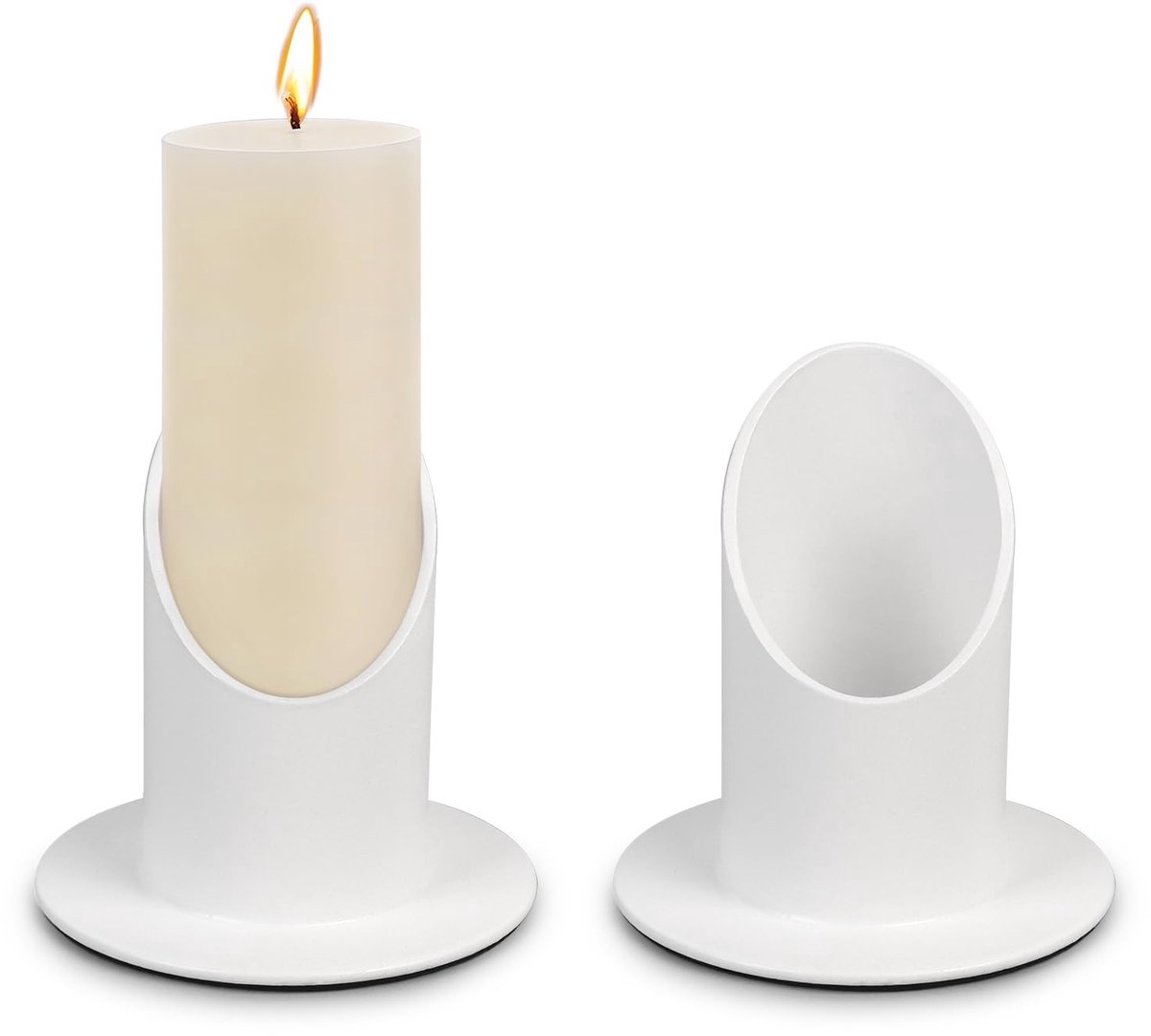 Dailygoods - Elegante witte metalen communie kaarsenhouder - Druppelbestendig ontwerp - 8 cm - Decoratieve kandelaar - Geschikt voor doop en herdenkin