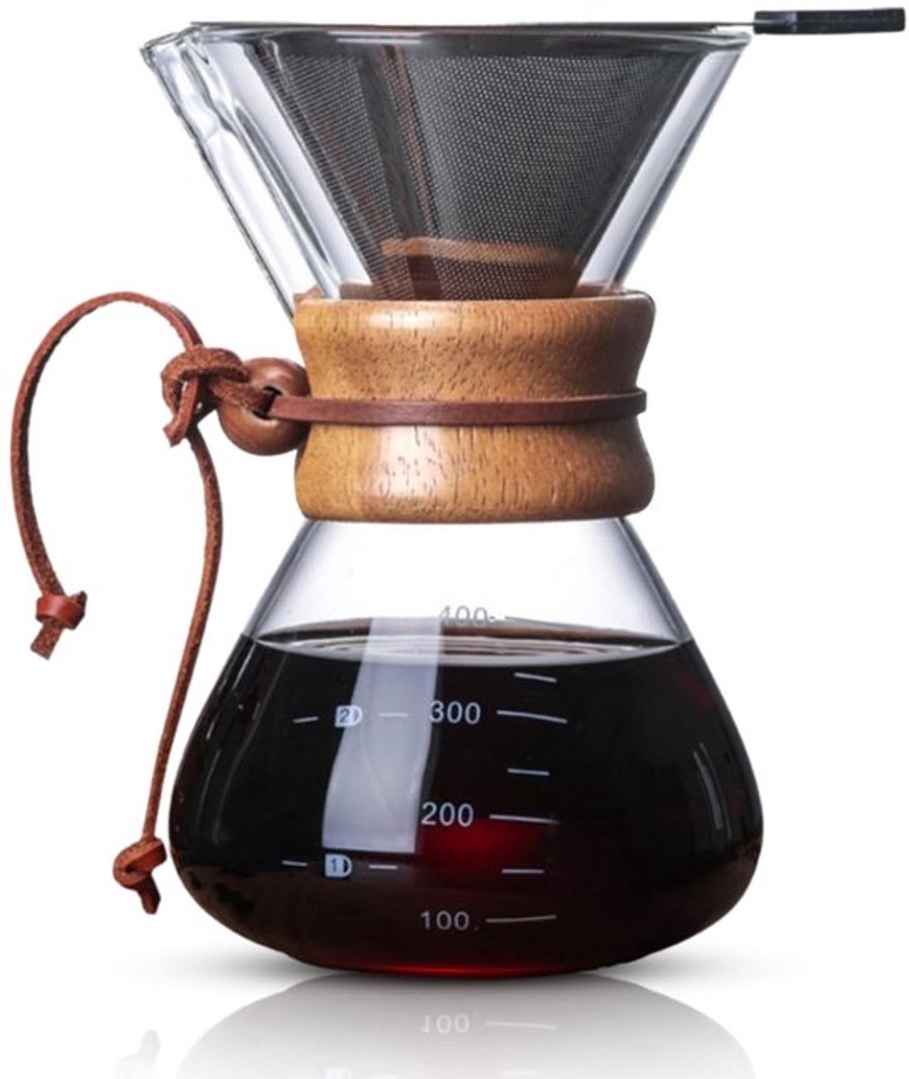 Giet over Koffiezetapparaat, 400 ml Koffie Druppelaar Set Borosilicaatglas Dubbellaags Filter Koffie Karaf Brewer voor Home Cafe Party
