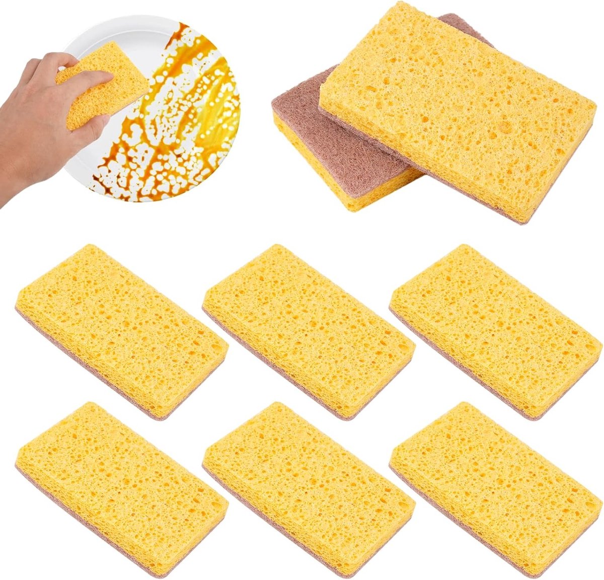 Ecologische composteerbare sponzen van kokosvezel, geurloze keukenreiniger, ideaal voor afwassen en schoonmaken van keukengerei