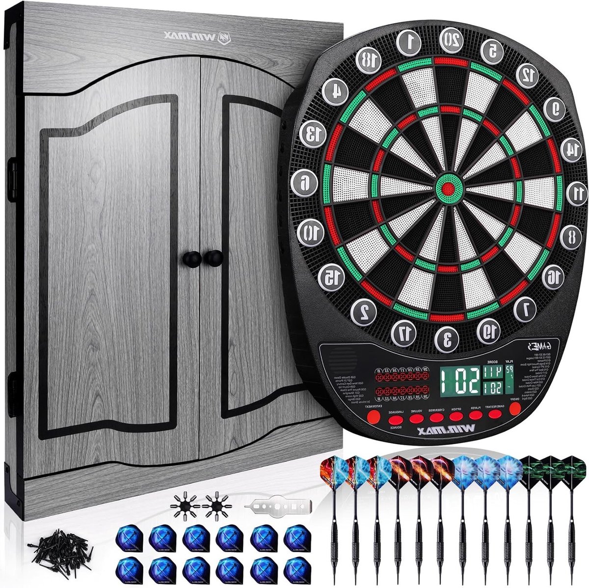 Professionele elektronische dartbord set met 354 varianten voor 1 tot 8 spelers, inclusief 12 dartpijlen en meertalige ondersteuning