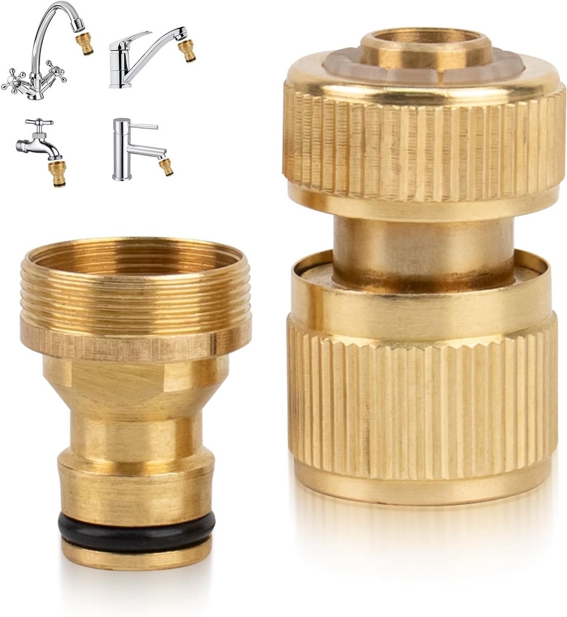 Kraan adapter - Slang connector - Tuin bewateren - Universele pasvorm - 5 x 2.5 cm - Messing