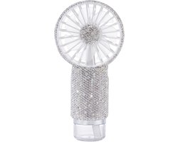Draagbare nevelventilator, persoonlijke strass ventilator, oplaadbare ventilatoren met lange batterijduur, draagbaar voor de zomer, make-up nevelventilator wit