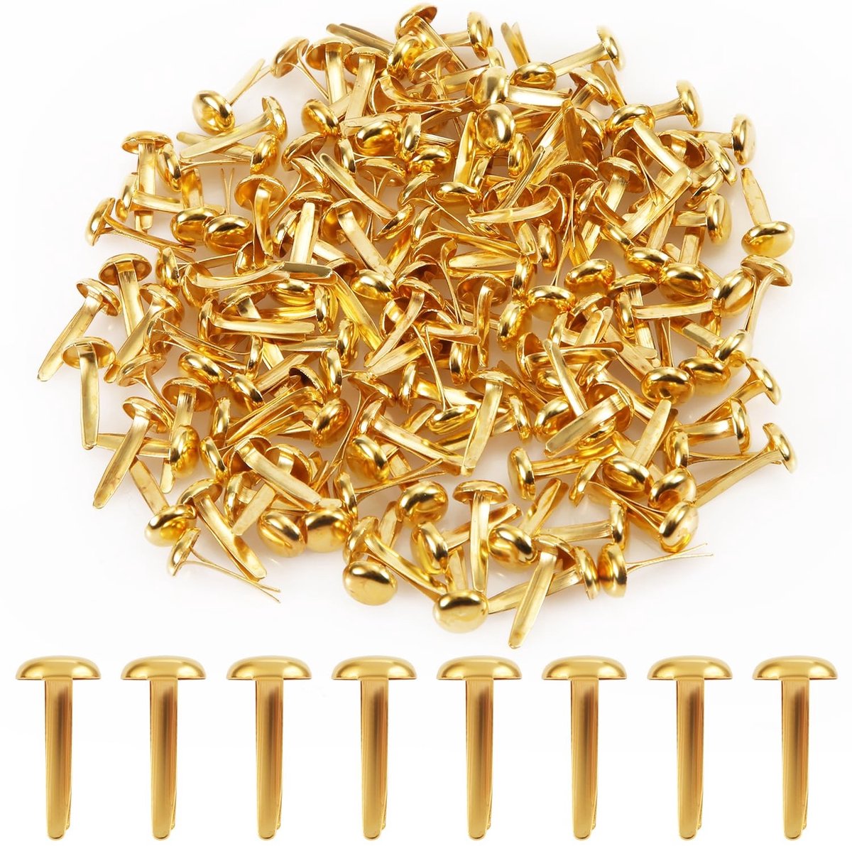 Dailygoods - Papieren Bevestigingsmiddelen - Mini Brad Ronde Sluiting - Goud - Paperclips voor Papierambachten - Geschikt voor Kinderen en Fotomuren