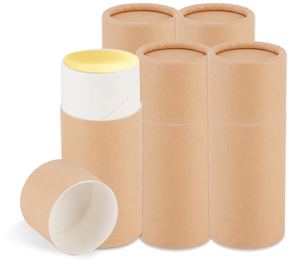 Dailygoods - Kartonnen Containers - Duurzaam - 5 stuks - Kraftpapier - Ideaal voor Deodorant en Lippenbalsem - Perfect voor DIY Projecten