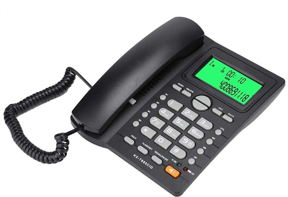Jhubersproducts - Vastetelefoon - Handsfree Bellen - LCD Scherm - Zwart - Digitale Telefoon - Geschikt voor Thuis en Kantoor - Classic Design