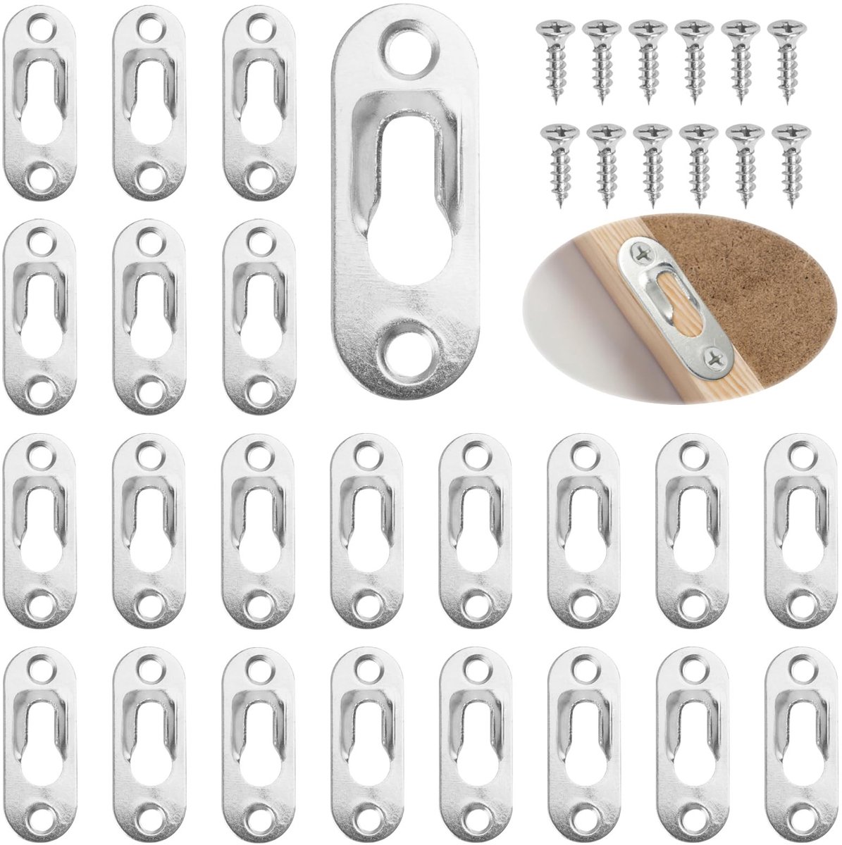 Livia home - Sleutelgathanger - Metalen lenskop bevestiging - Wandmontage - Zilver - Fotolijsthanger - Geschikt voor spiegels en kasten