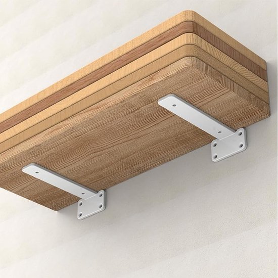Set van 2 L-vormige Planksteunen voor Wandmontage, 15 cm, Zware Lasten, Dowel Schroeven, 50 kg Draagcapaciteit, Ideaal voor Keuken en Kantoor — afbeelding 3