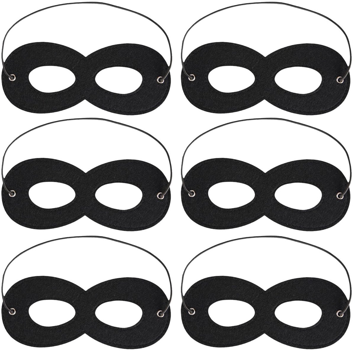 Dailygoods - Masker Carnaval - Oogmaskers - Comfortabel - Zwart - Halloween - Feestmaskers - Uniseks Volwassenen - 6 Stuks
