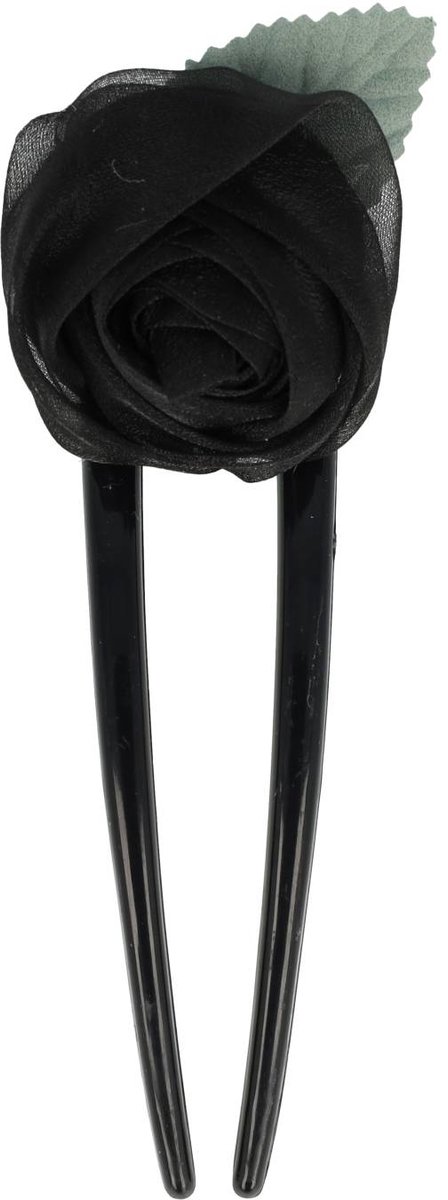 Haarsoires Styling Tool Haarvork 11cm – Roos Bloem – Knot Haarpin – Zwart