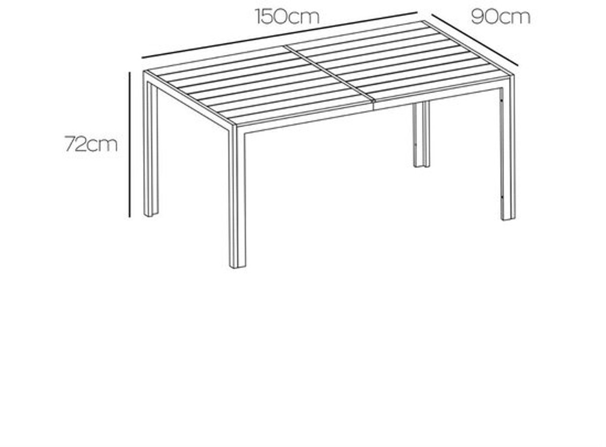 Tuintafel – Buitentafel – Terrastafel – Buiten eettafel – Metaal En Hout – Stevig Gepoedercoat Frame – Ruim 150x90 cm – Weerbestendig Design