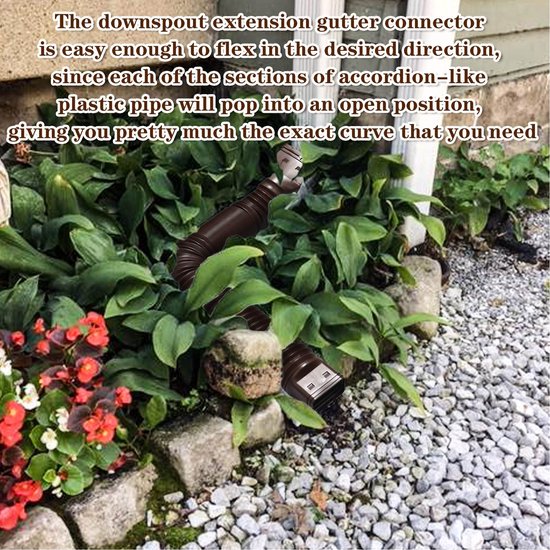 Store_7 - Downspout Extender - Flexibele Regenwaterafvoerpijp - Houd de grond droog - Bruin - Overstromingspreventie - Geschikt voor tuin - 20in to... van Merkloos	 — afbeelding 5
