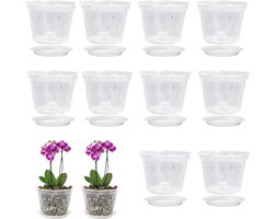 Orchidee plantenpotten - Kunststof bloempotten - Planten verzorgen - Transparant met gaten - 14 cm - Transparant