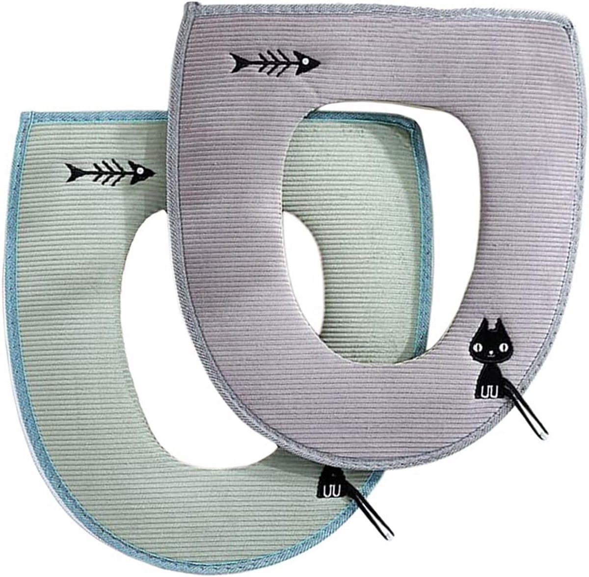 Toiletzitting Covers - Zachte Pads - Comfortabel Zitten - Universeel met Rits - 2 Stuks - Grijs Groen