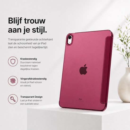 Coque iPad rouge translucide avec logo iPad au dos.