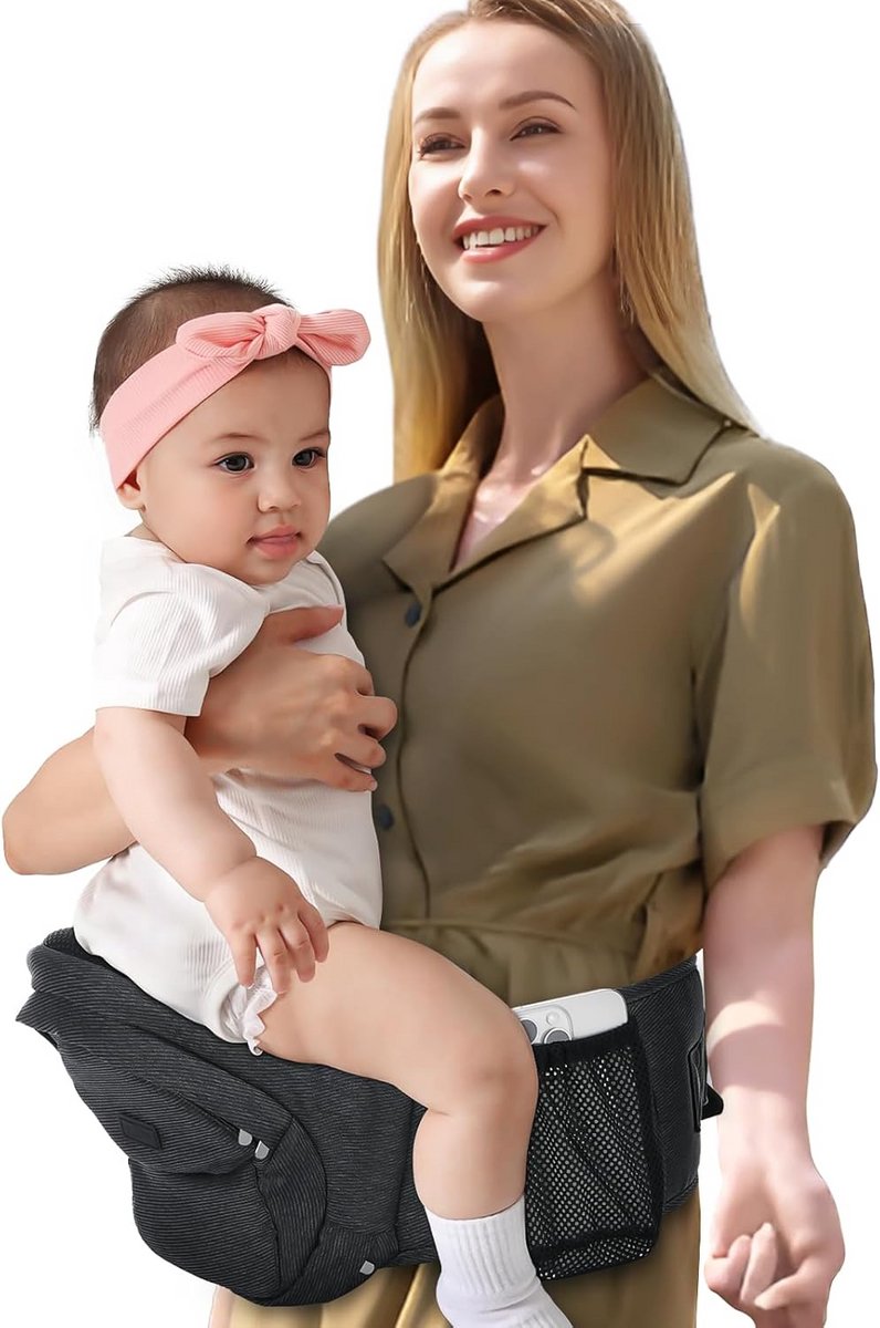 Heupzitje Babydrager - Kinderdrager Baby - Dichtbij Je Kind - Ergonomisch Ontwerp - Tot 20 kg - Zwart