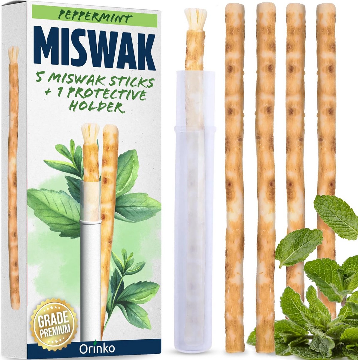 Natuurlijke Tandenborstel - Siwak Munt - Mondhygiëne - Verfrissende Munt - 5 Stuks - Natuurlijk