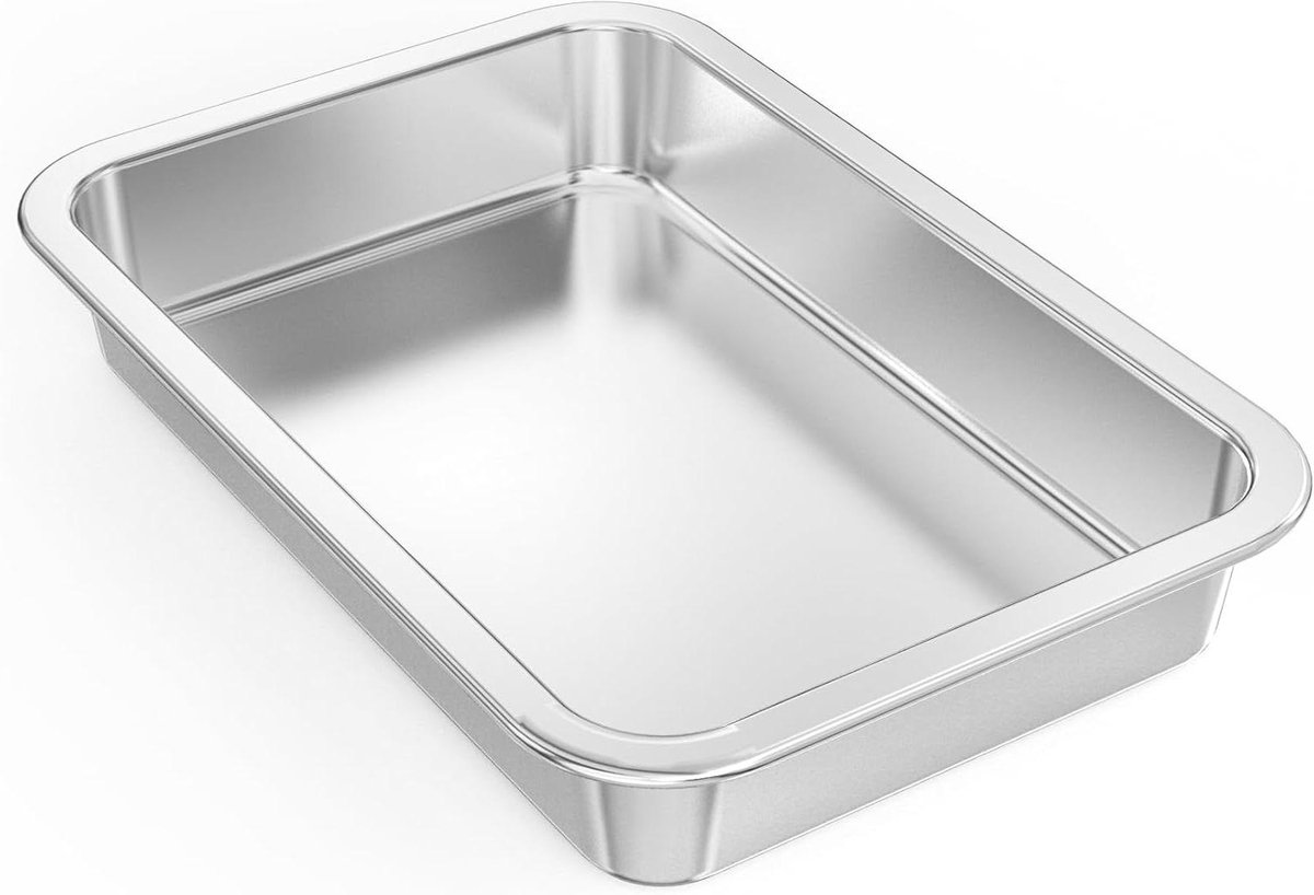 Braadslede Rechthoekig - Ovenschaal Bakplaat - Bakken en Braden - Roestvrij Staal - 315x215x48cm - Zilver