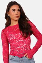 Haut Getdrezzed - Taille : XL - Haut en dentelle à motif floral fuchsia