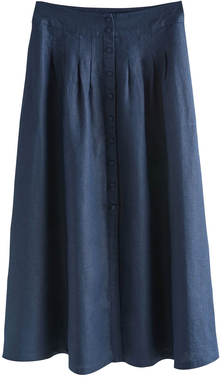 Next - Dames - N. Premium linnen midirok - Blauw