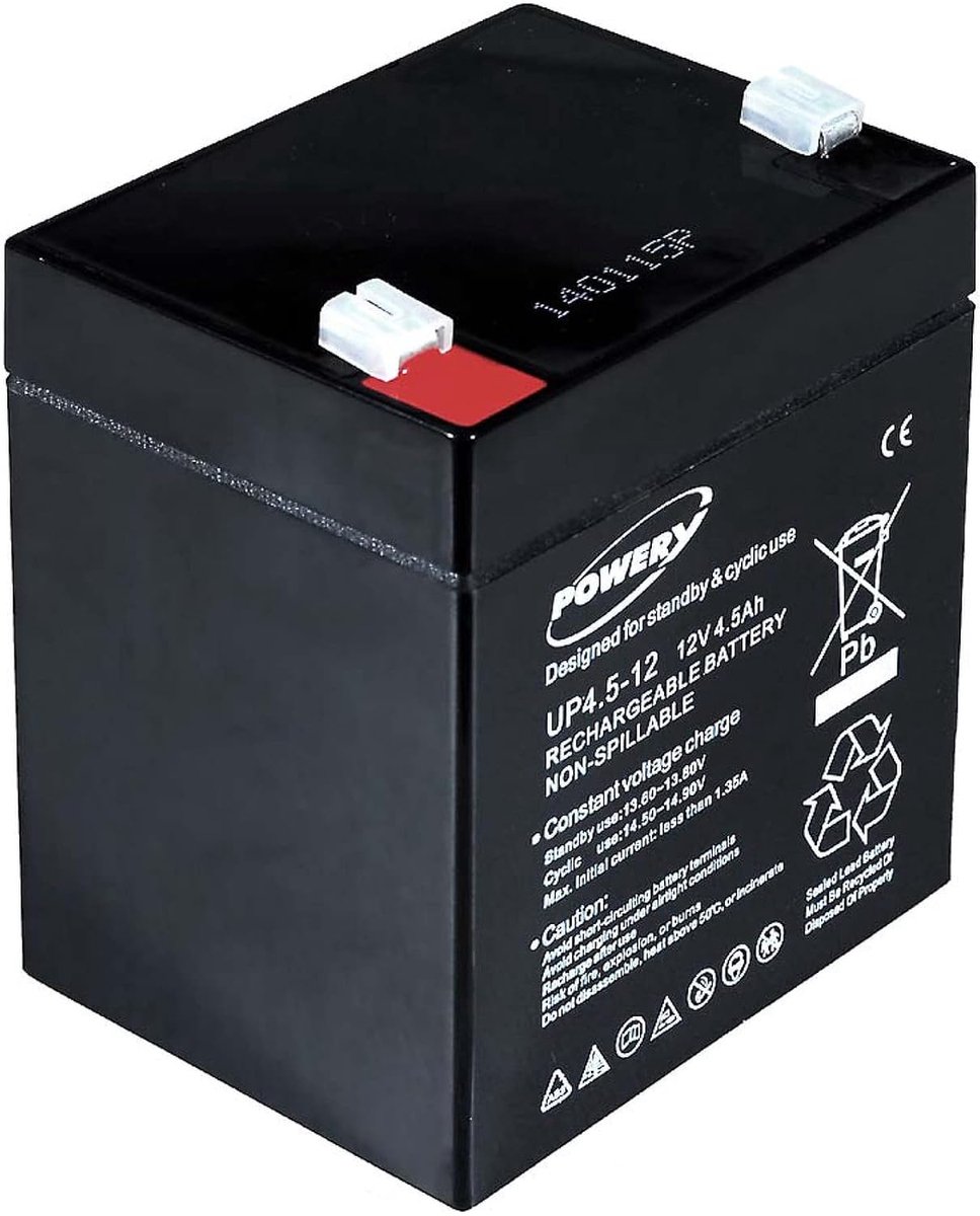 Lood-Gel Accu - Vervangende Batterij - Noodstroom Voorziening - Onderhoudsvrij Robuust - 12V 45Ah - Zwart