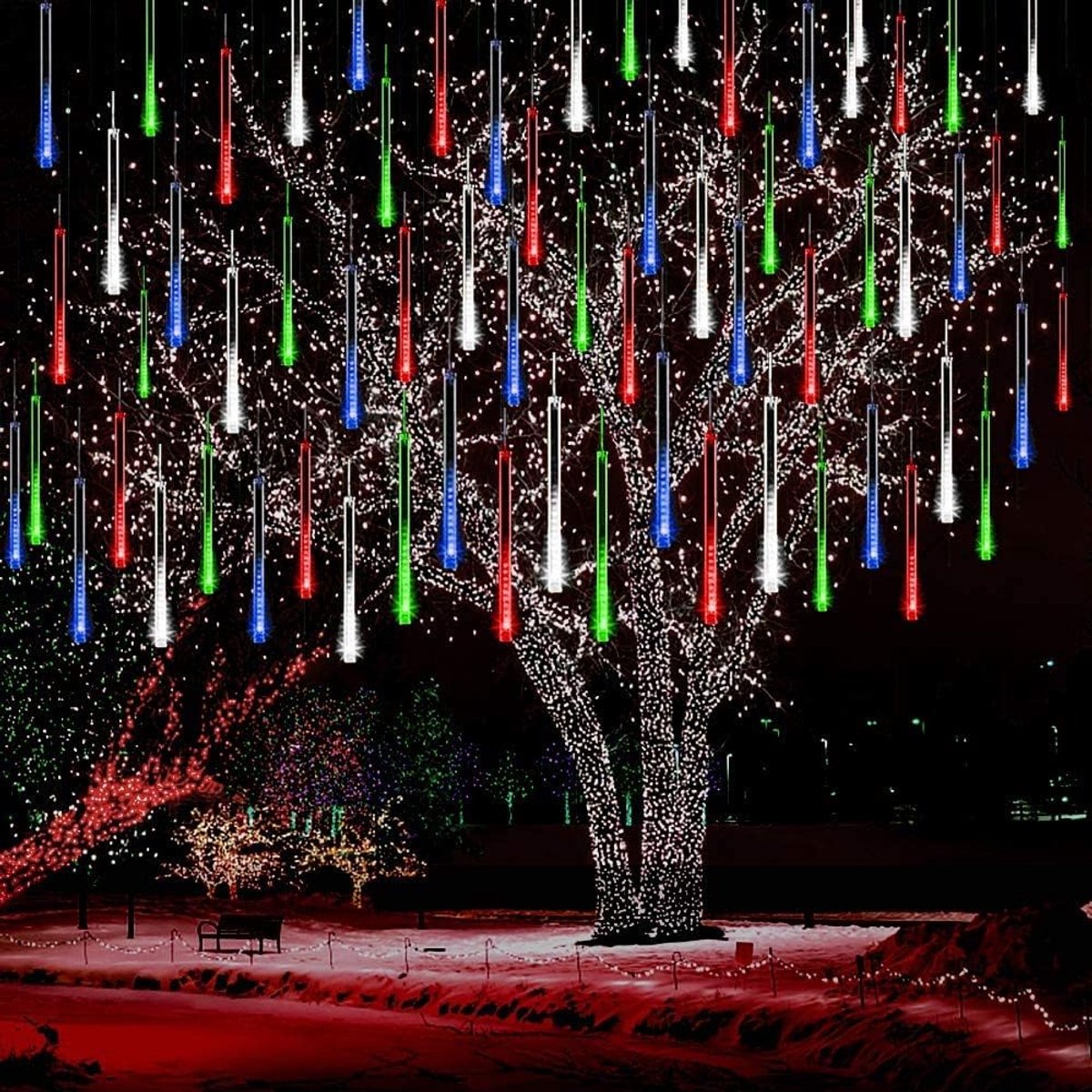 Decoratieve Lichtketting - Vallende Regen - Feestelijke Verlichting - Meteorenregen Effect - 10 Buisjes - Multicolor