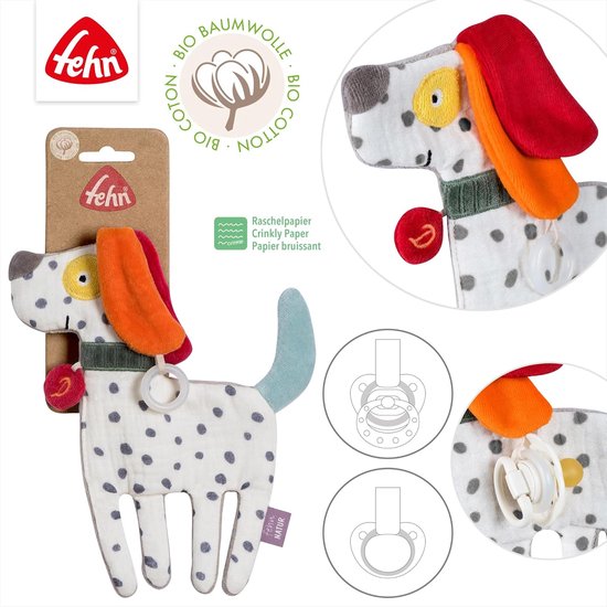 Knisper Hondje - Rammelaar Activiteit - Baby Spelen - Met Dummy Ring - 23 cm - Natuurlijk — afbeelding 2