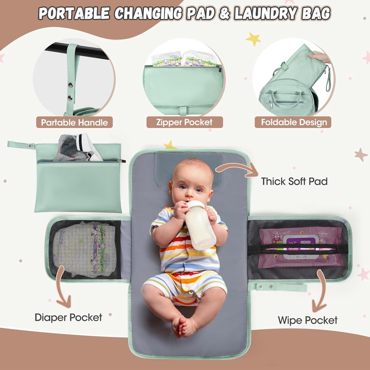 Babyluiertas Rugzak - Multifunctionele Luiertas - Baby Verzorging - Inclusief Aankleedkussen - 31 x 21 x 44 cm - Grijs