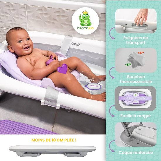 Opvouwbaar Babybad met Zitje en Accessoires - 0 tot 5 Jaar - Draagbaar Reisbad — afbeelding 2