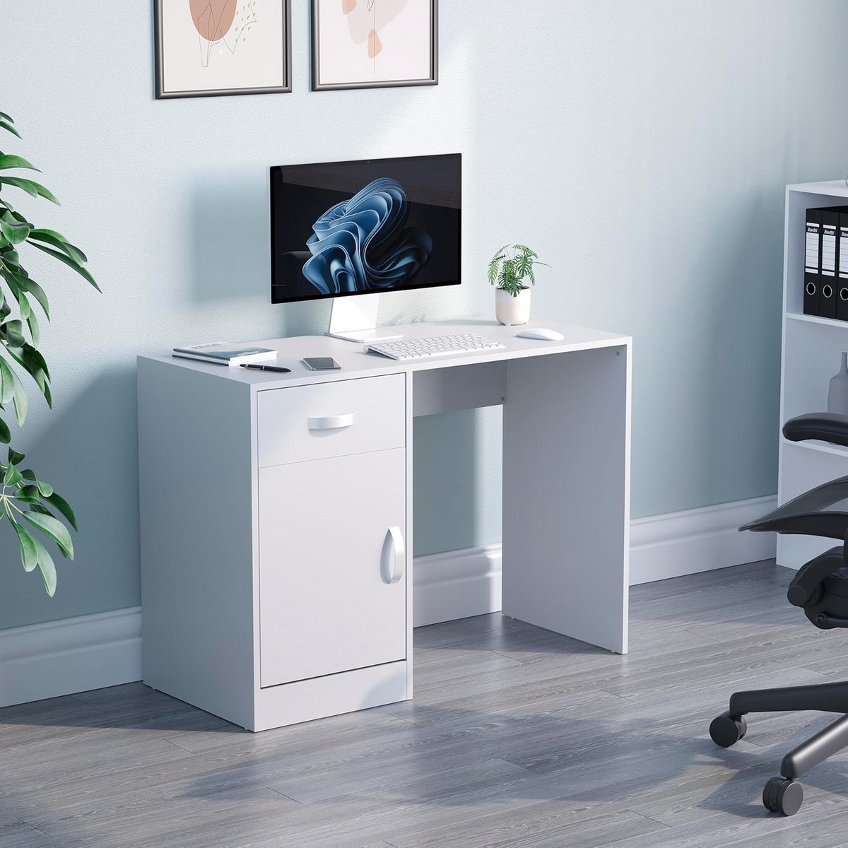 Computerbureau - Werktafel Bureau - Thuiswerken Organiseren - Met Lade Kast - 100 x 72 cm