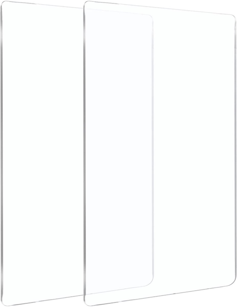Dailygoods- Snijden Matrijzen 2 Stuks - Transparante Acryl Snijden Pads - 19,5 x 15 cm - 3 mm Dikke - Geschikt voor Embossingsnijmachine - Nauwkeurige Plaatsing - Snijplaten