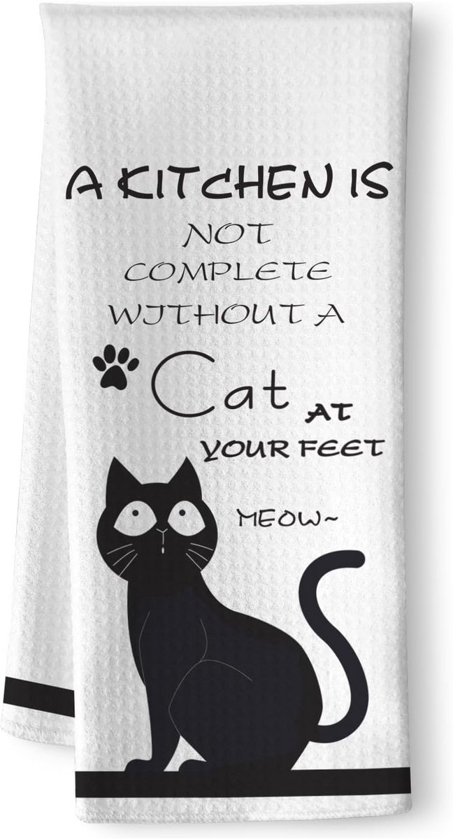 Keukendoeken Katten - Decoratieve Theedoeken - Keuken Decoratie - Uniek Katten Design - 40 x 60 cm - Zwart Wit