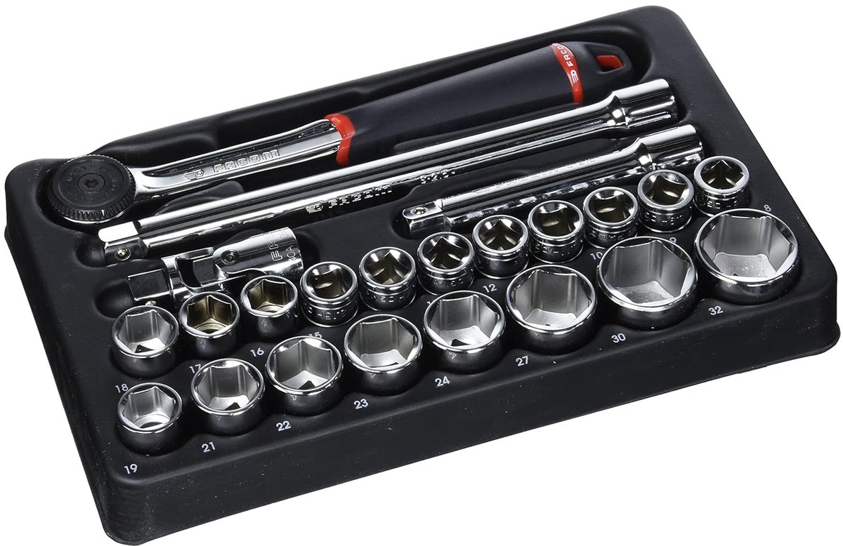 Stopcontact Module - Dopsleutel - Klus Werk - Metrische 6-punts - 188 mm lengte - Grijs