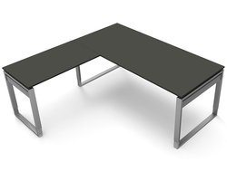 Hoekbureau Workspace 180cm antraciet hoogte verst.