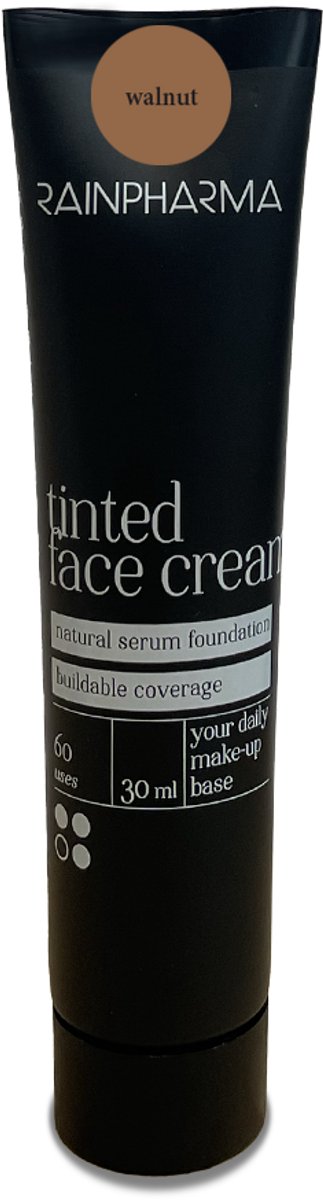 RainPharma Tinted Face Cream – Getinte Dagcrème & Serum Foundation – Natuurlijk & Egaliserend – 30ml – Walnut