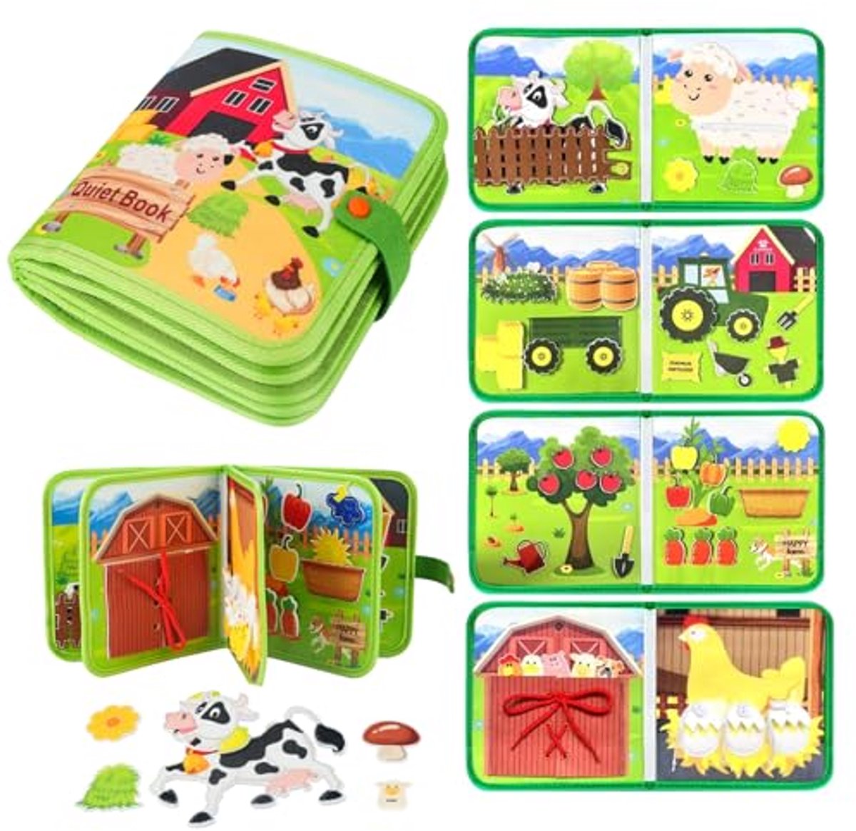 Stille Boek - Educatief Speelgoed - Fijne Motoriek Leren - Montessori Geïnspireerd - 22 x 22 cm - Multicolor