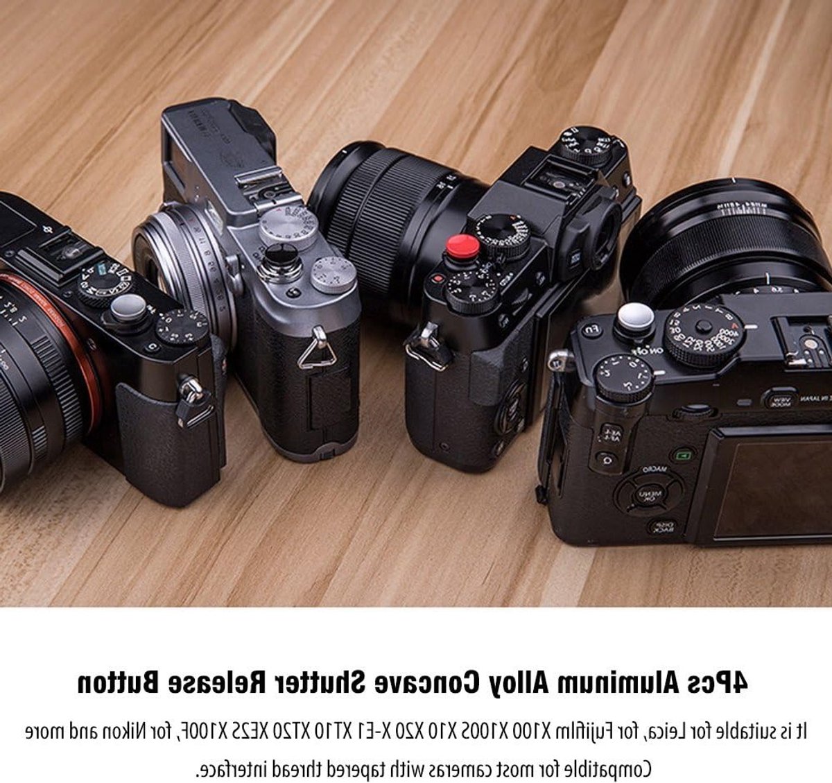 4-delige Aluminium Camera Ontspanknop Set voor X100, X100S, X10 en X20 - Precisie, Duurzaamheid en Gebruiksgemak